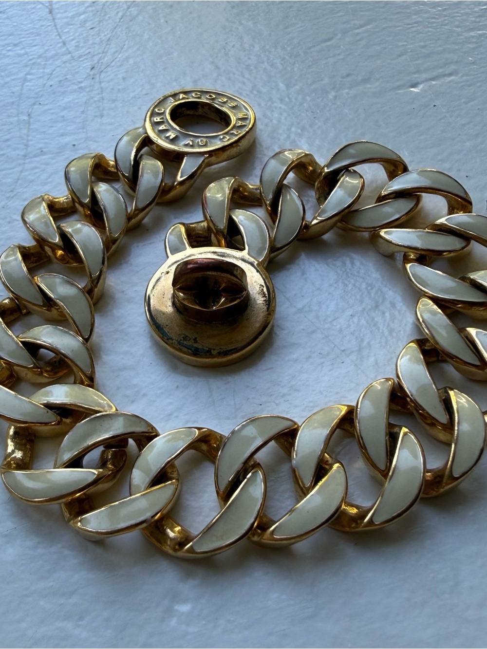 Marc Jacobs Gold and Cream Chunky Chain Bracelet